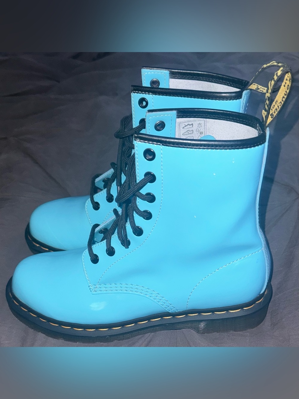 Dr. Martens Women's Bright Blue Lace-Up Combat Boots - Picture 2 of 5